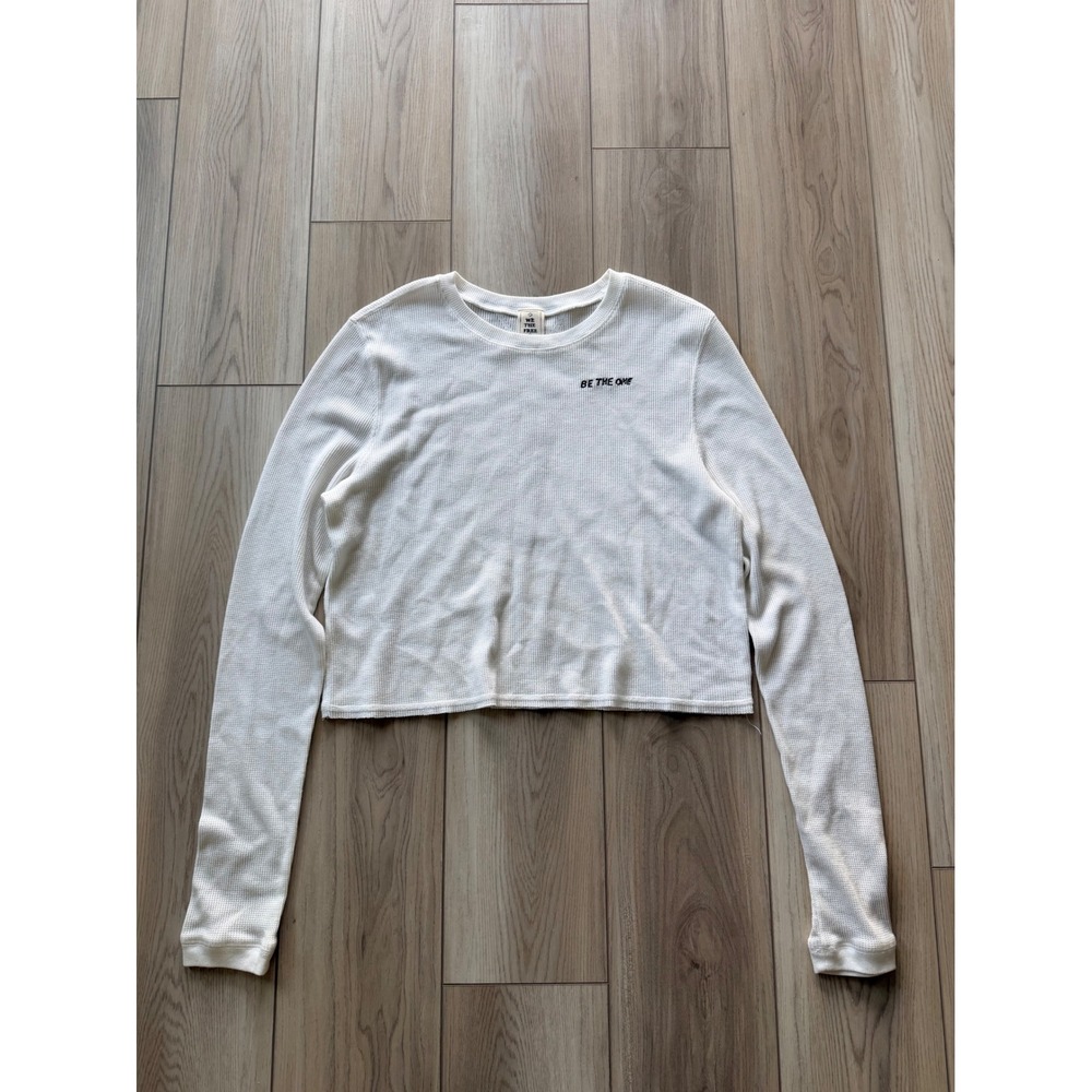 Free people We The Free Waffle Knit Top XL White Be The One Cropped Thermal